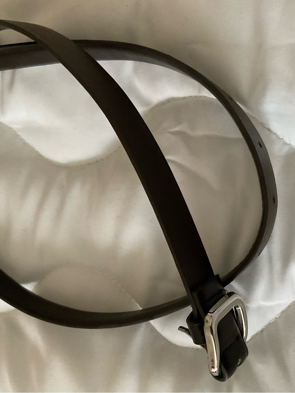 Women's Dark Brown Leather Belt with Silver Buckle